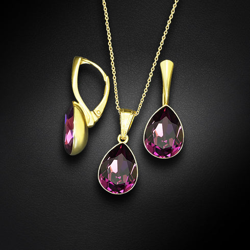Sudraba komplekts "Kristāla Lāse (Amethyst)" ar Preciosa™ kristāliem